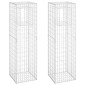 vidaXL Συρματοκιβώτια Στύλοι 2 τεμ. 50 x 50 x 180 εκ. Σιδερένιοι