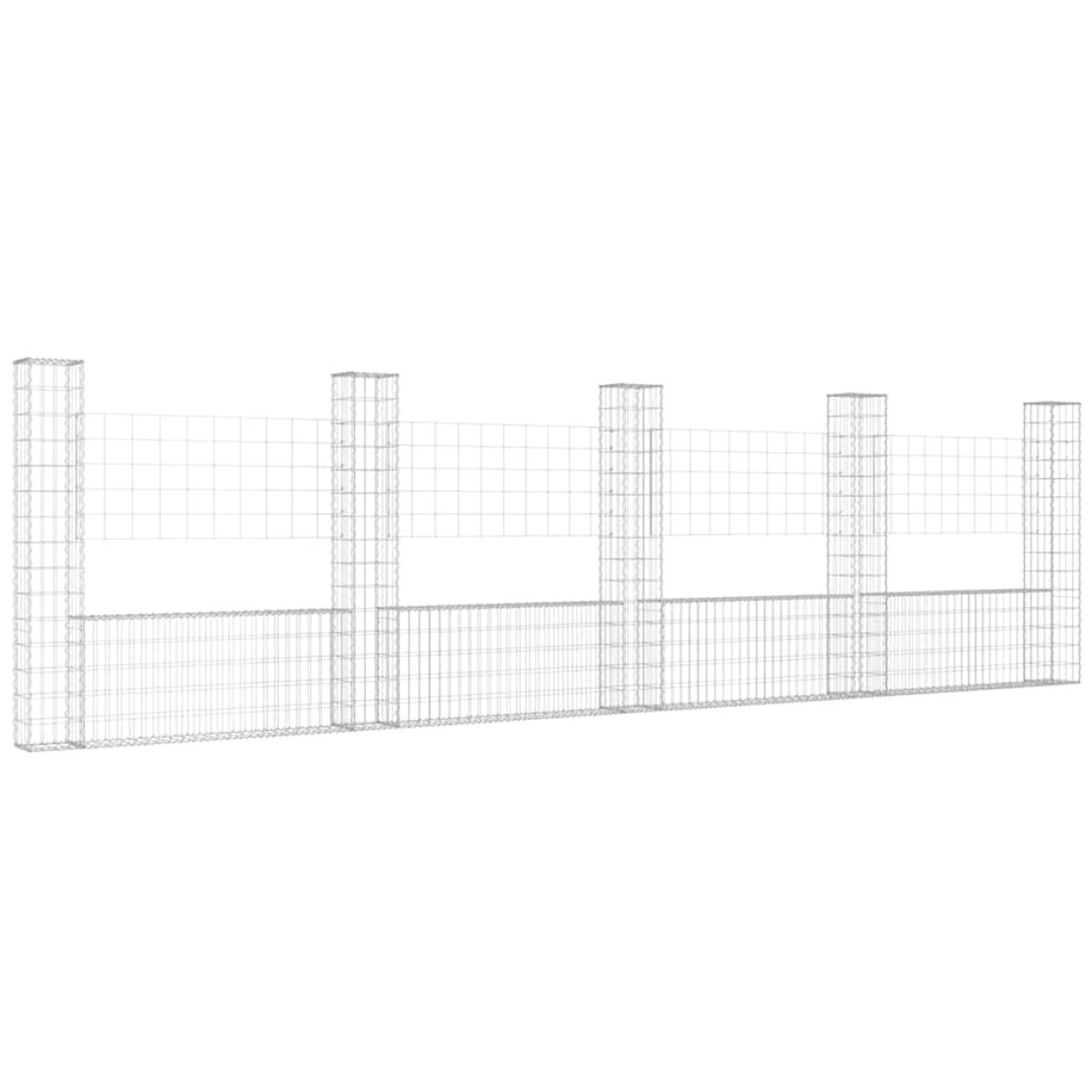 vidaXL Συρματοκιβώτιο σε U Σχήμα με 5 Στύλους 500x20x150 εκ Σιδερένιο