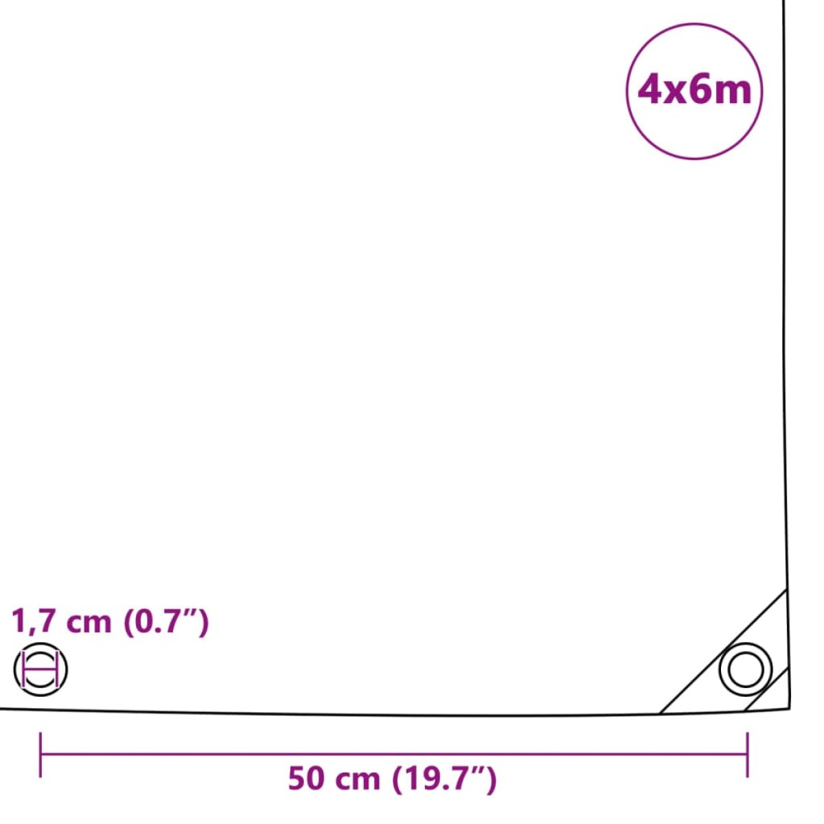 vidaXL Μουσαμάς Μαύρος 650 γρ./μ.² 4 x 6 μ.