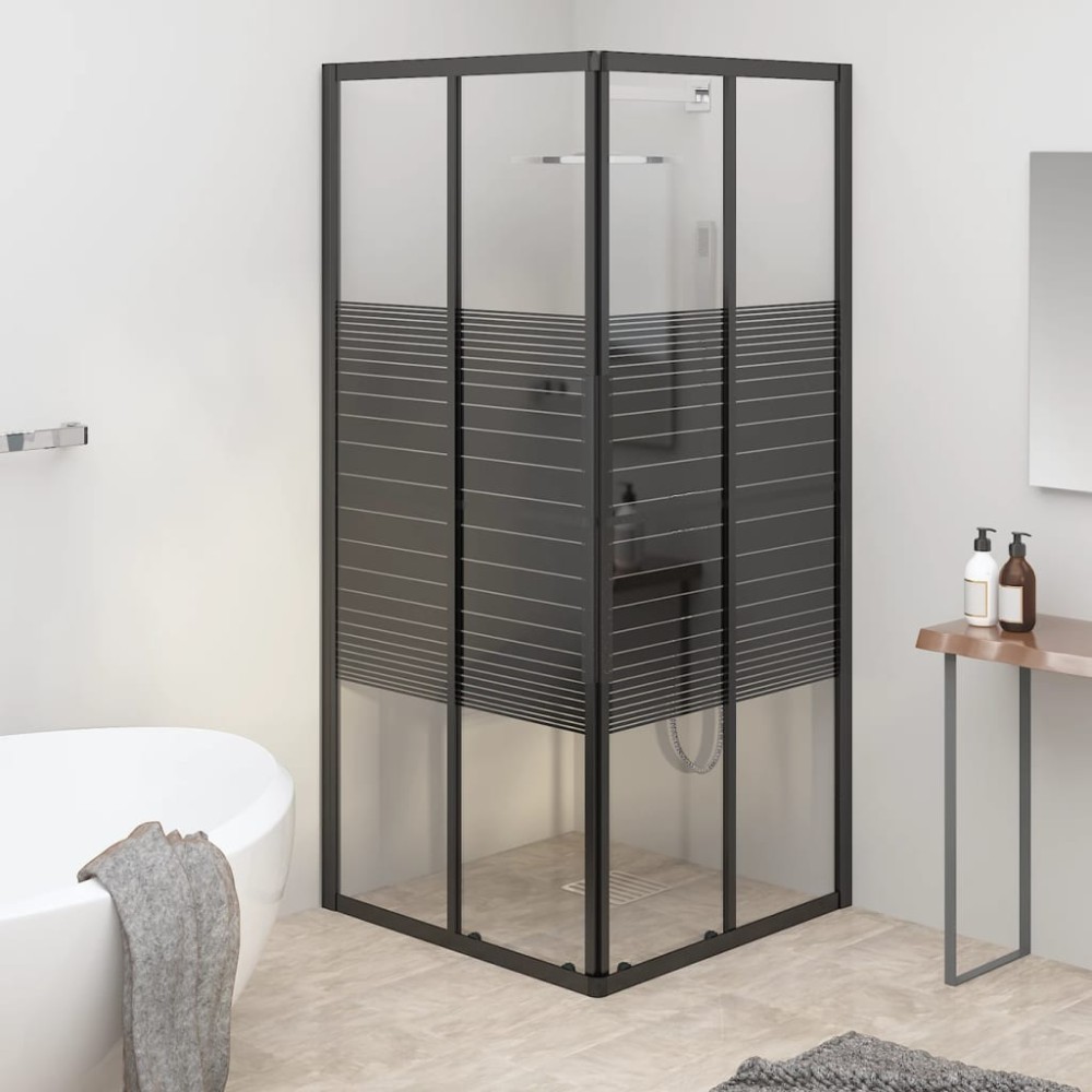 vidaXL Καμπίνα Ντουζιέρας με Ρίγες Μαύρη 80 x 80 x 180 εκ. από ESG