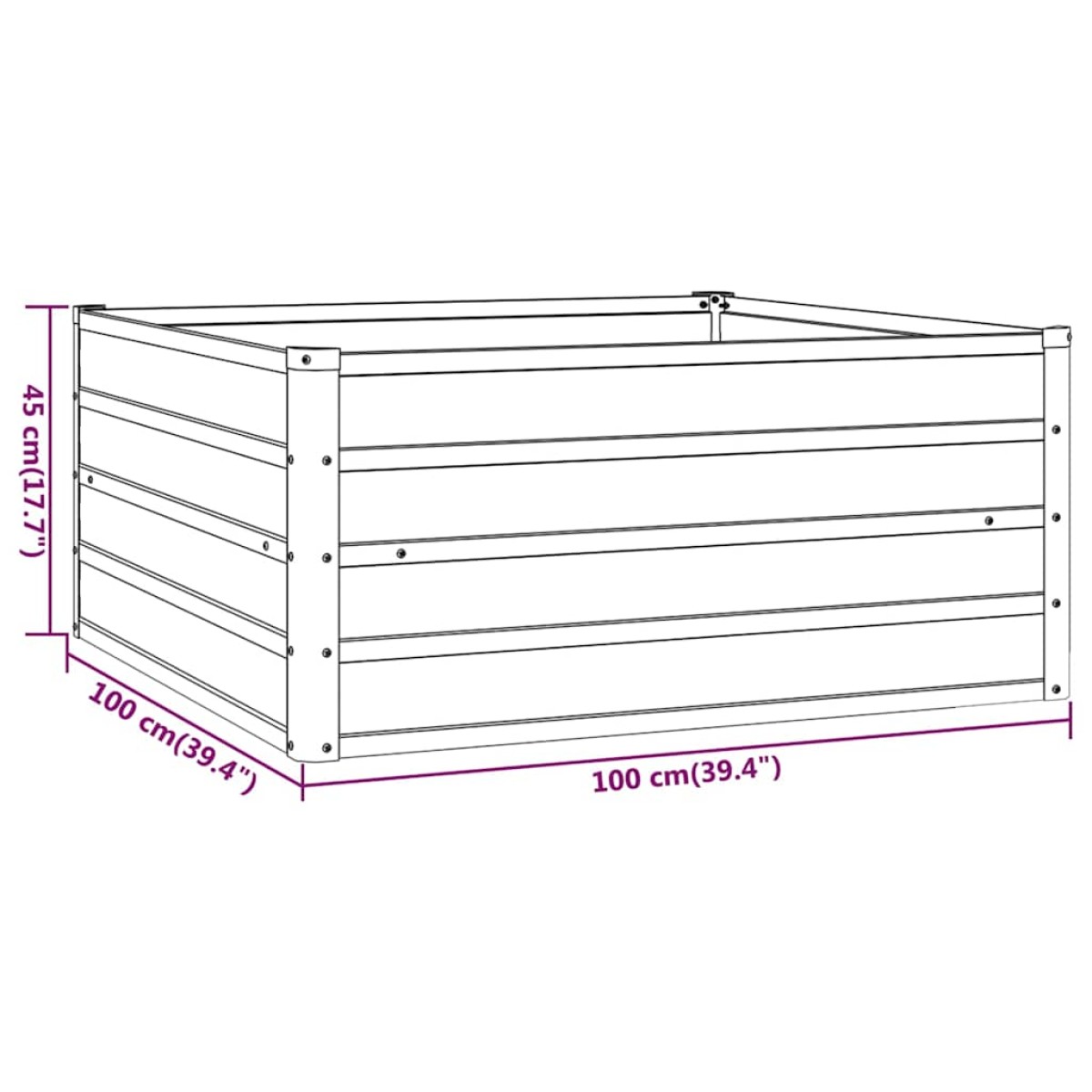 vidaXL Ζαρντινιέρα Σκουριασμένο 100x100x45 εκ. Ατσάλι Σκληρυθέν Αέρα