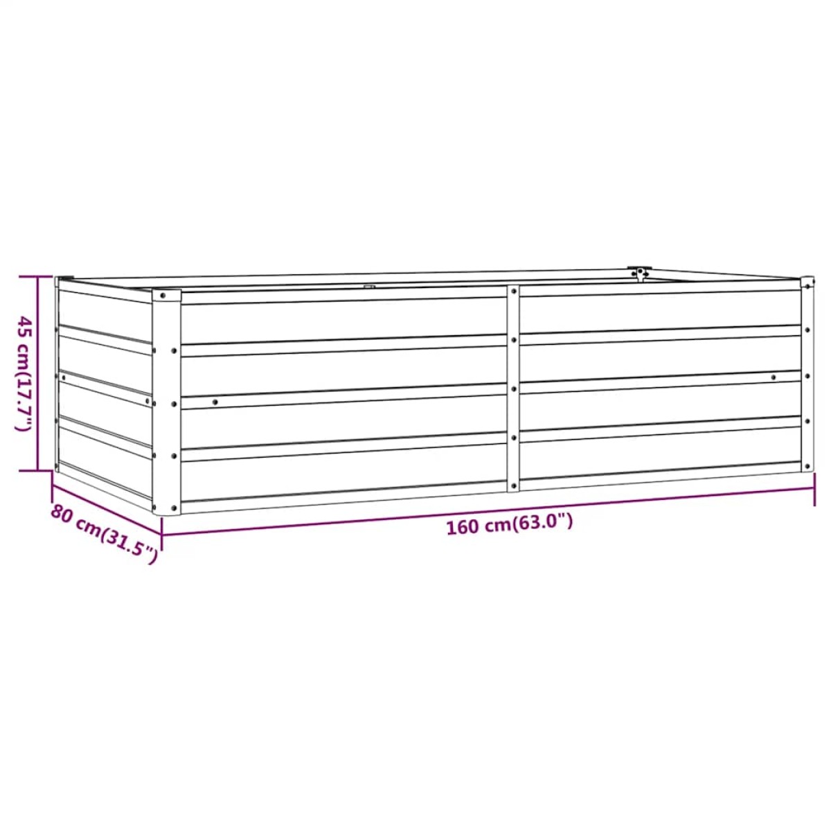 vidaXL Ζαρντινιέρα Σκουριασμένο 160x80x45 εκ. Ατσάλι Σκληρυθέν Αέρα