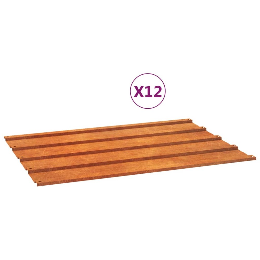 vidaXL Πάνελ Οροφής 12 τεμ. Σκουριασμ. 60x44εκ Ατσάλι Σκληρ. στον Αέρα