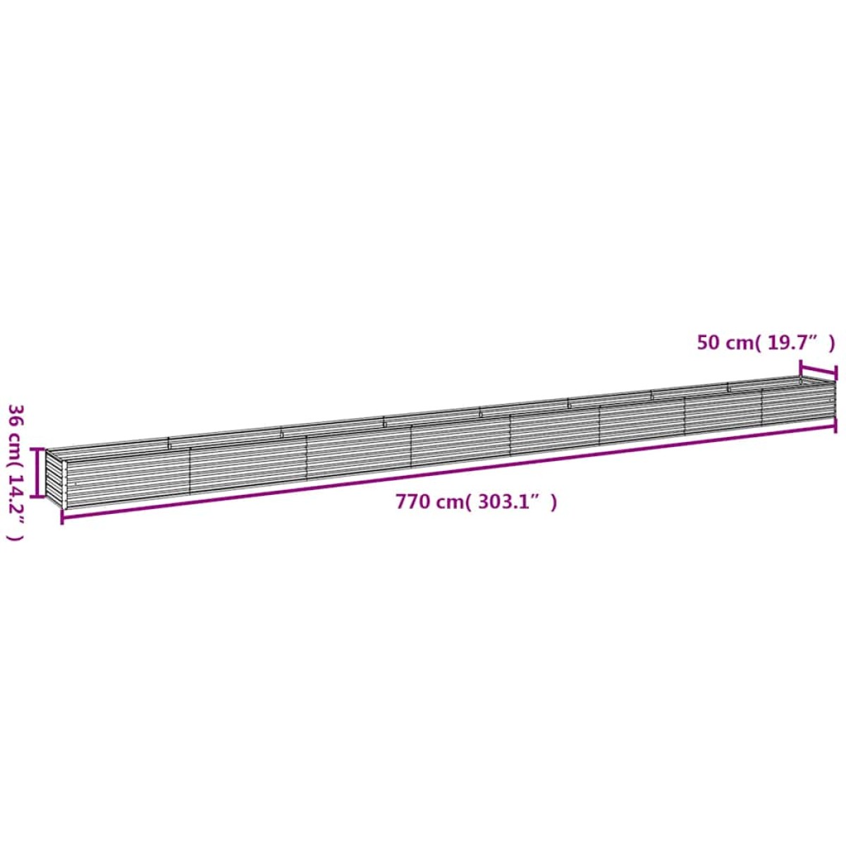 vidaXL Ζαρντινιέρα 770 x 50 x 36 εκ. από Ατσάλι Σκληρυθέν στον Αέρα