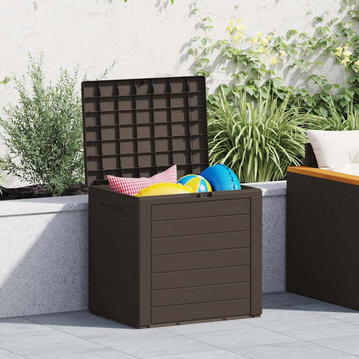 vidaXL Μπαούλο Αποθήκευσης Κήπου Καφέ 58,5x46x55 εκ. απο Πολυπ/λένιο