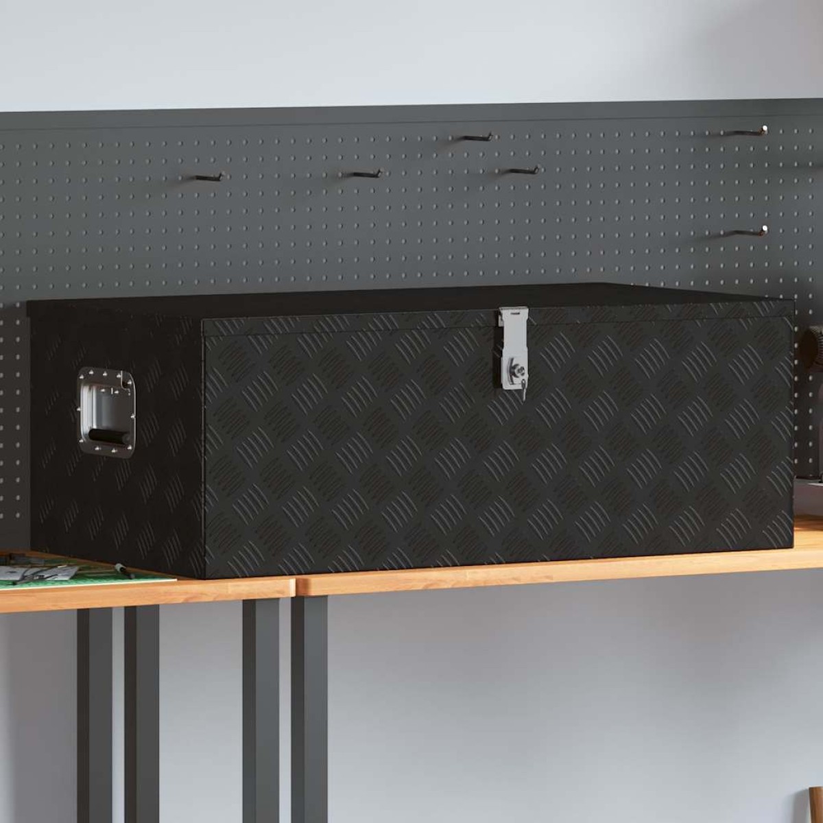 vidaXL Κουτί Αποθήκευσης Μαύρο 100x55x37 εκ. από Αλουμίνιο