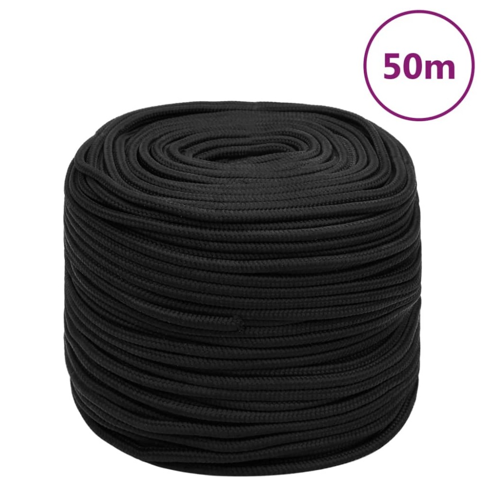 vidaXL Σχοινί Ναυτιλίας Όλο Μαύρο 10 χιλ. 50 μ. από Πολυπροπυλένιο