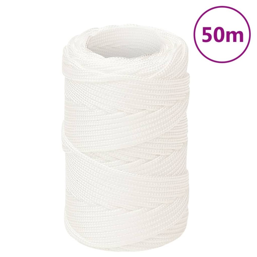 vidaXL Σχοινί Ναυτιλίας Ολόλευκο 2 χιλ. 50 μ. από Πολυπροπυλένιο