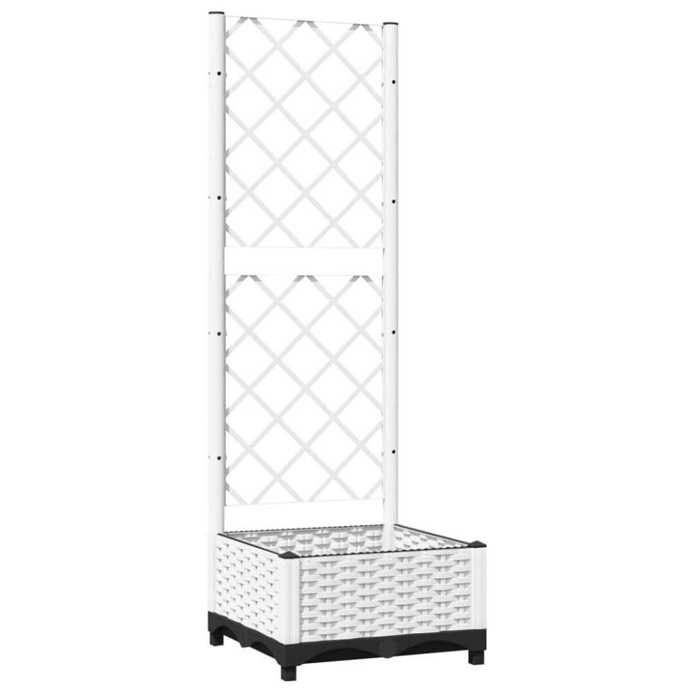vidaXL Ζαρντινιέρα Κήπου με Καφασωτό Λευκή 40x40x121,5 εκ. Πολυπροπ.
