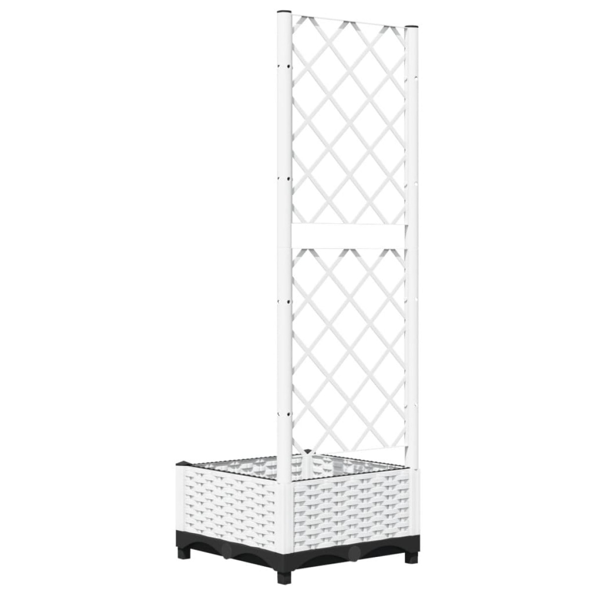 vidaXL Ζαρντινιέρα Κήπου με Καφασωτό Λευκή 40x40x121,5 εκ. Πολυπροπ.