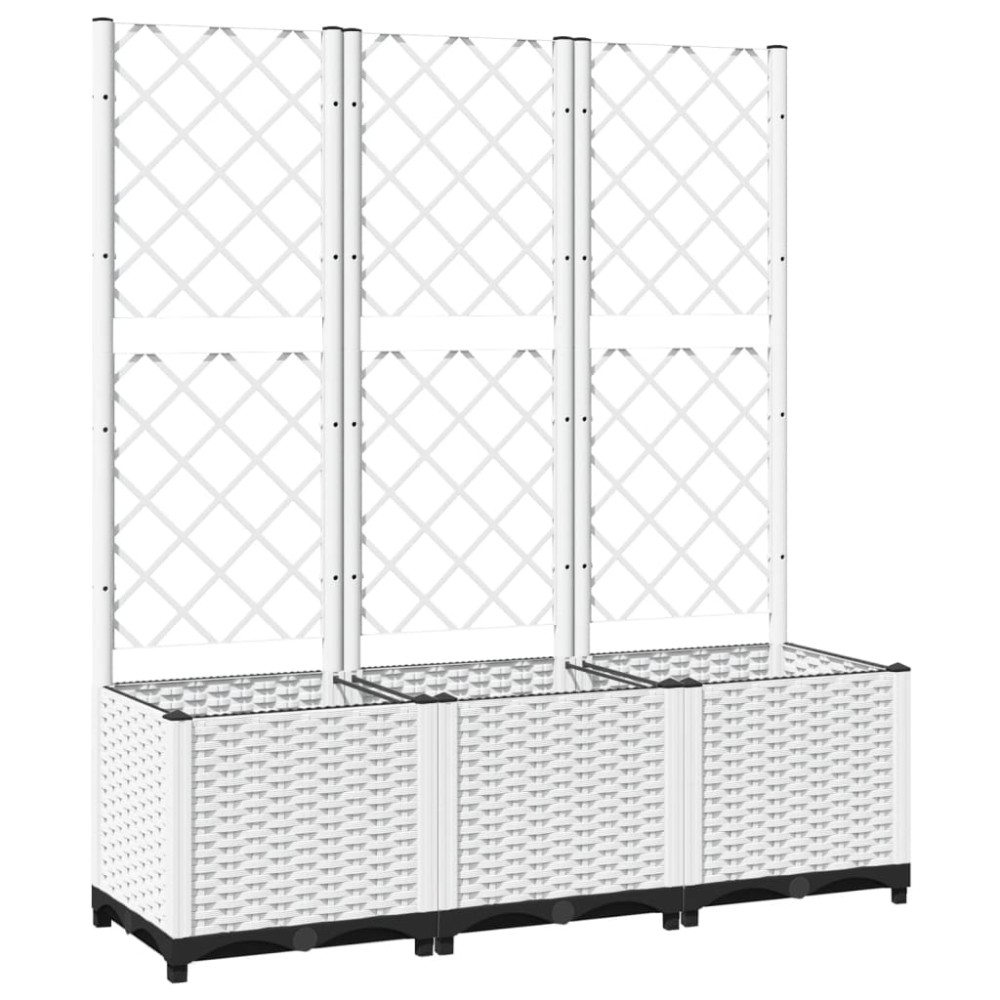 vidaXL Ζαρντινιέρα Κήπου με Καφασωτό Λευκή 120x40x136 εκ. Πολυπροπ.
