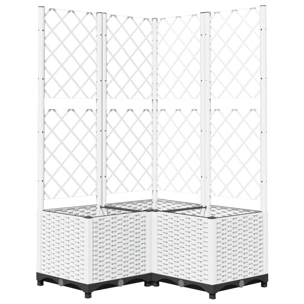 vidaXL Ζαρντινιέρα Κήπου με Καφασωτό Λευκή 80x80x136 εκ. Πολυπροπ.