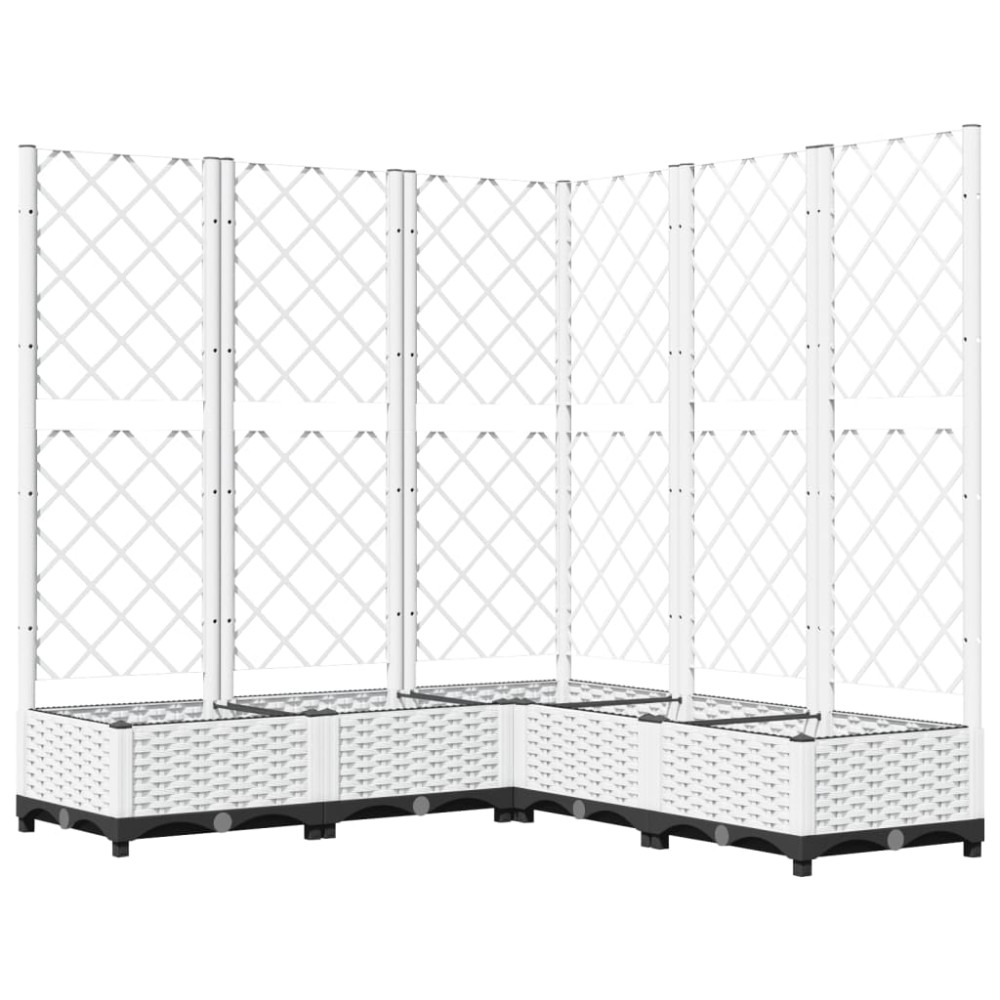 vidaXL Ζαρντινιέρα Κήπου με Καφασωτό Λευκή 120x120x121,5 εκ. Πολυπροπ.