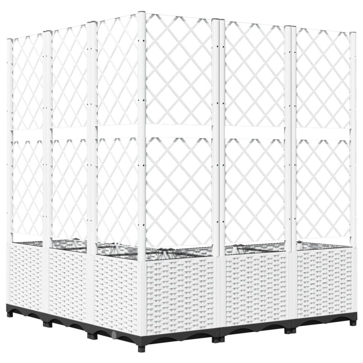 vidaXL Ζαρντινιέρα Κήπου με Καφασωτό Λευκή 120x120x136 εκ. Πολυπροπ.