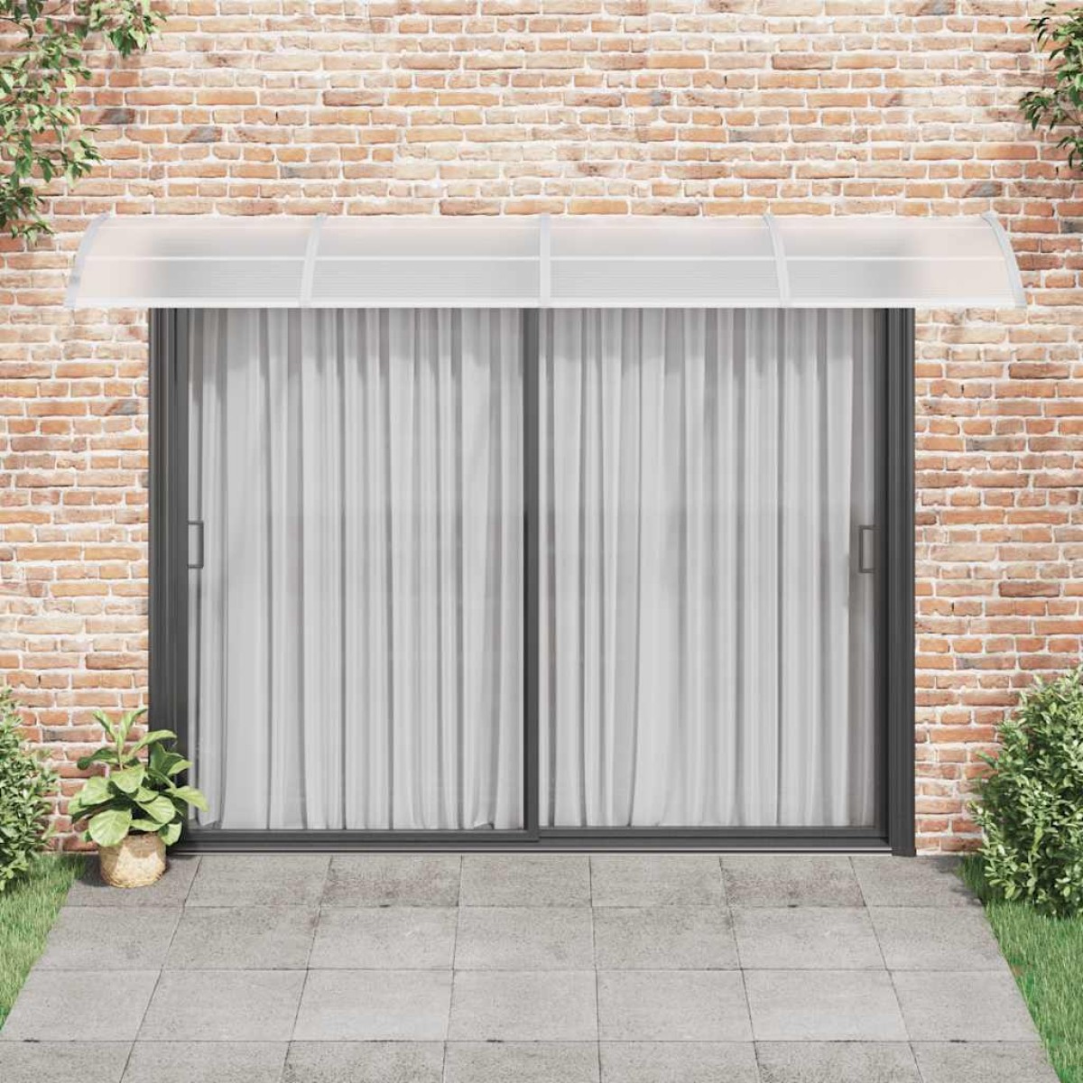 vidaXL Στέγαστρο Πόρτας Γκρι & Διαφανές 350 x 80 εκ. από Πολυκαρβονικό