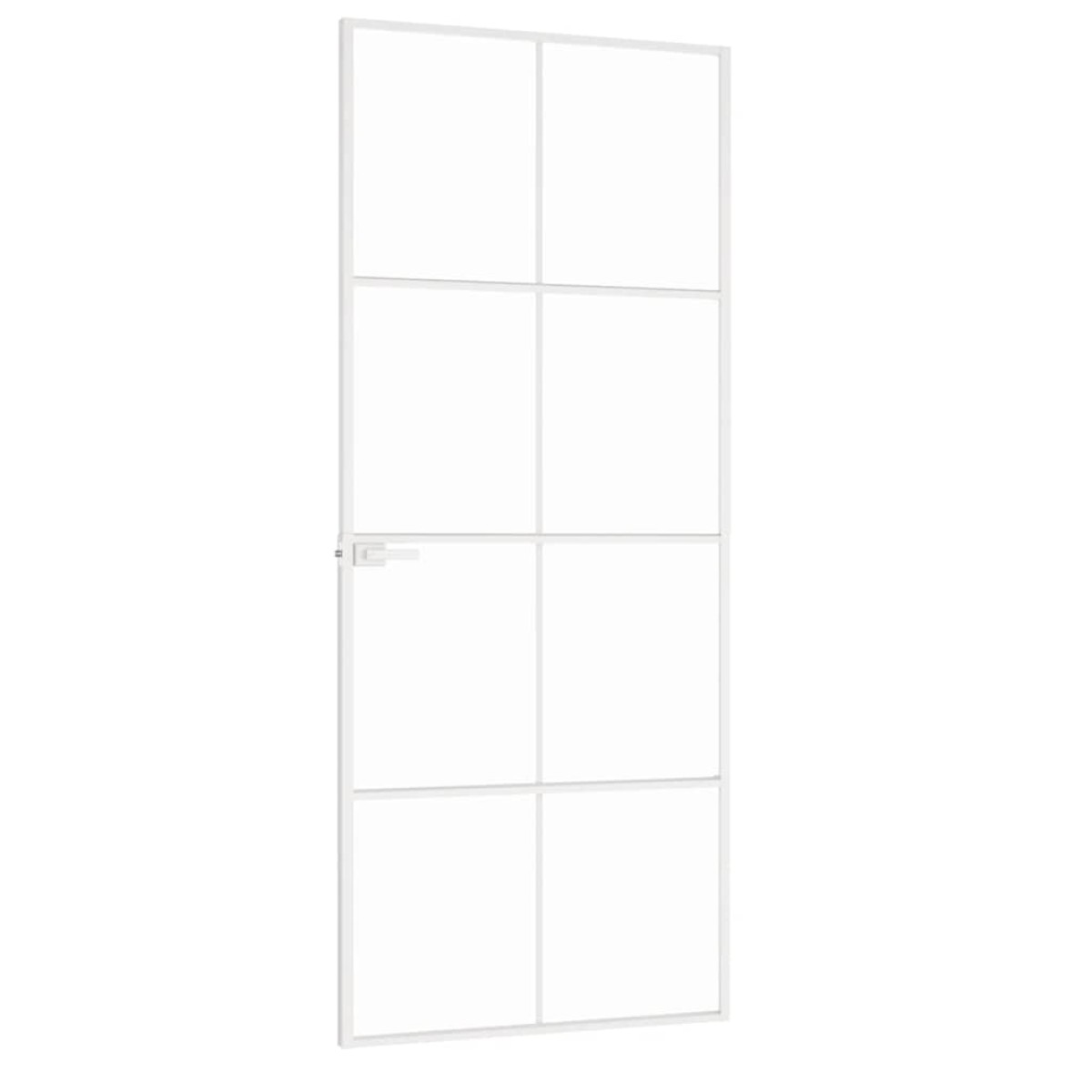 vidaXL Εσωτερική Πόρτα Λευκή 83x201,5 εκ. Ψημένο Γυαλί&Λεπτό Αλουμίνιο