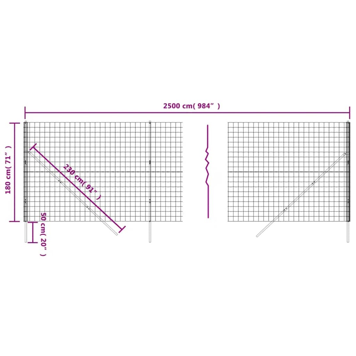vidaXL Συρματόπλεγμα Περίφραξης Πράσινο 1,8x25 μ. Γαλβανισμένο Ατσάλι