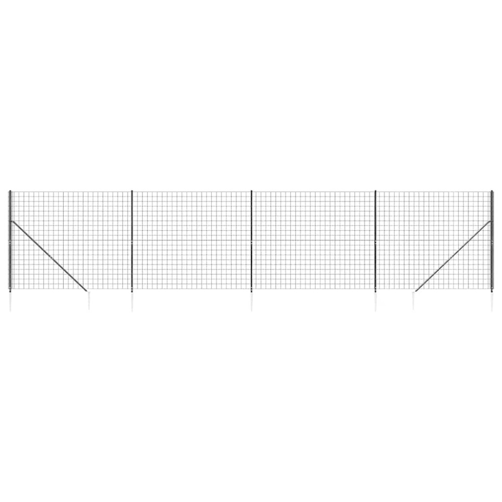 vidaXL Συρματόπλεγμα Περίφραξης Ανθρακί 1,6 x 10 μ. με Καρφωτές Βάσεις