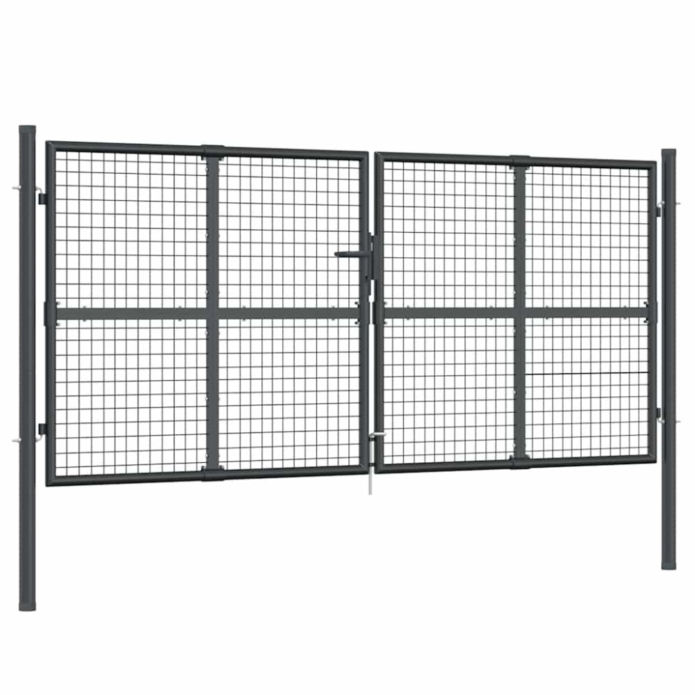 vidaXL Πόρτα Κήπου με Διχτυωτό Υλικό Ανθρακί 300x125 εκ. από Γαλβανισμένο Ατσάλι