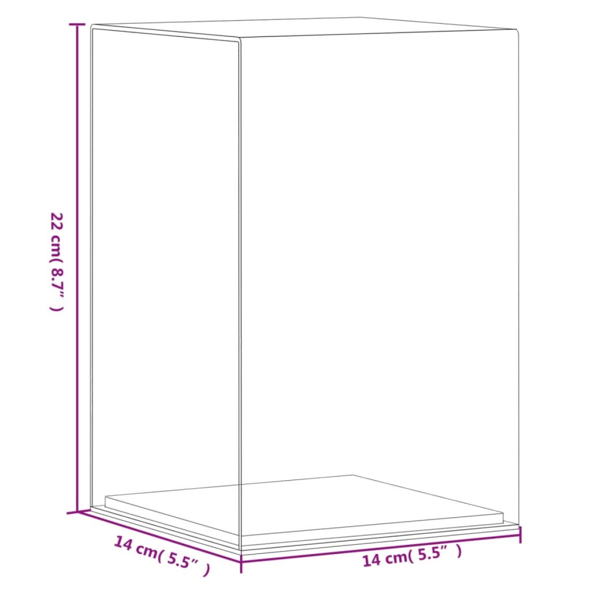 vidaXL Κουτί Βιτρίνα Διάφανο 14 x 14 x 22 εκ. Ακρυλικό