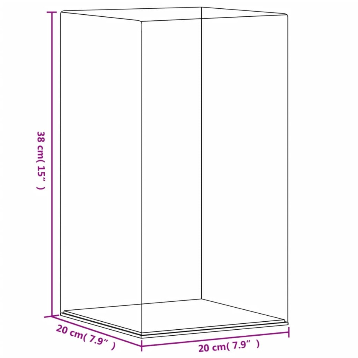 vidaXL Κουτί Βιτρίνα Διάφανο 20 x 20 x 38 εκ. Ακρυλικό