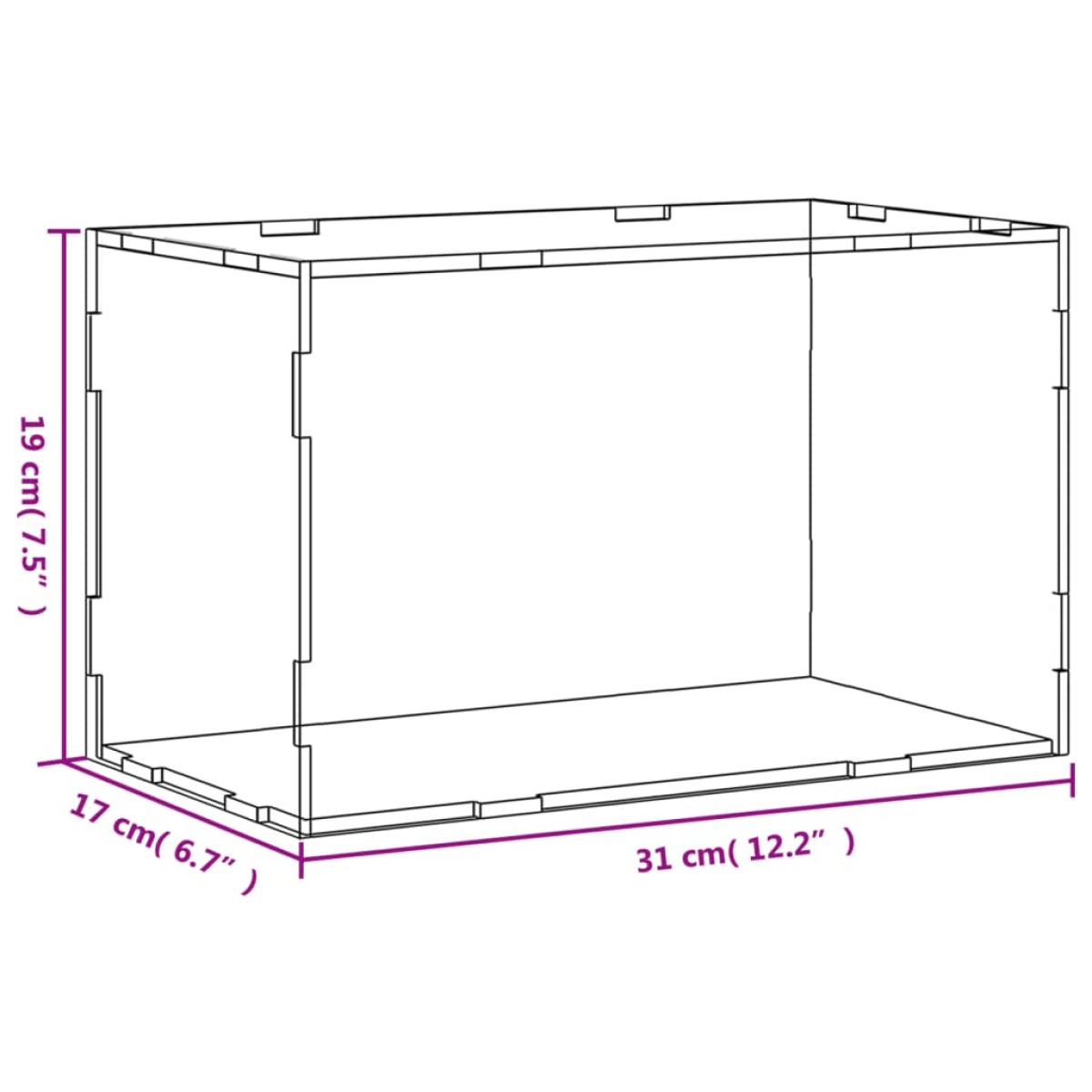 vidaXL Κουτί Βιτρίνα Διάφανο 31 x 17 x 19 εκ. Ακρυλικό