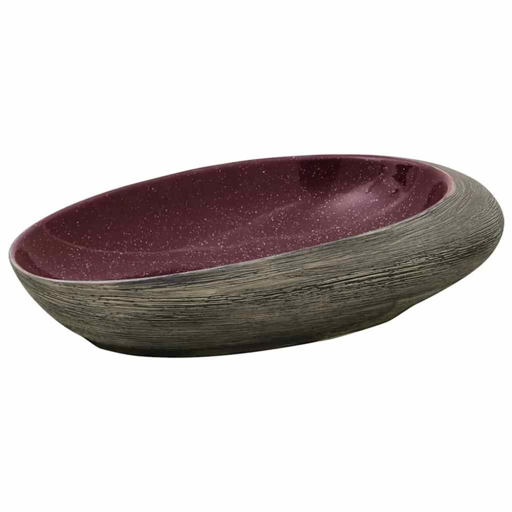 vidaXL Νιπτήρας Οβάλ Μοβ και Γκρι 59 x 40 x 14 εκ. Κεραμικός