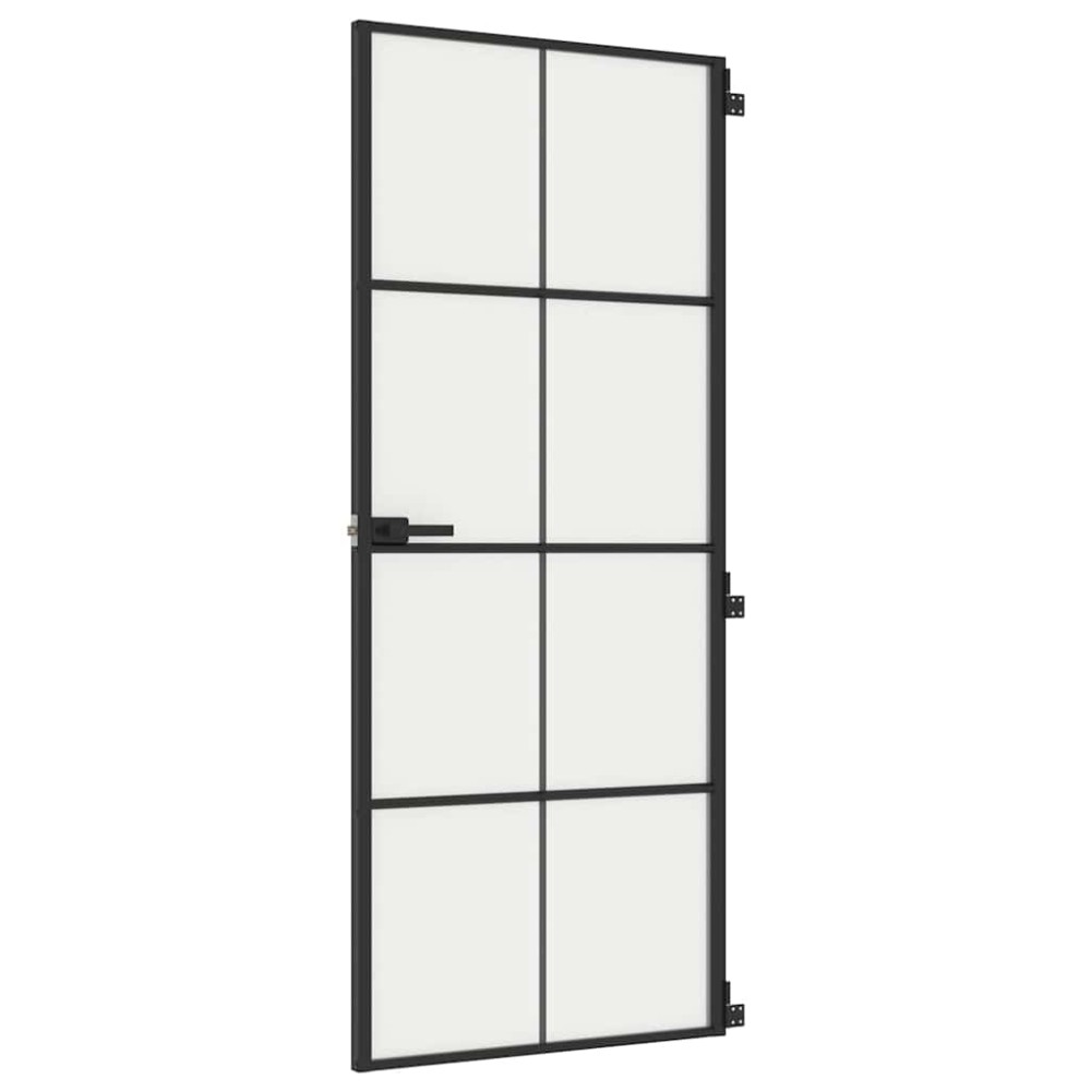 vidaXL Εσωτερική Πόρτα Μαύρη 83 x 201,5 εκ. Ψημένο Γυαλί & Αλουμίνιο