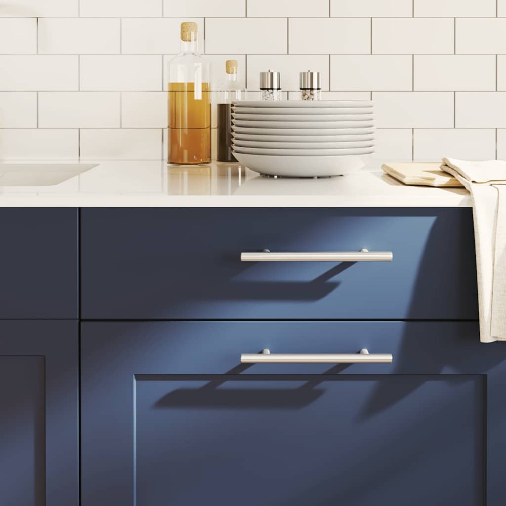 vidaXL Λαβές Ντουλαπιών 10 τεμ. Ασημί 128 χιλ. από Ανοξείδωτο Ατσάλι