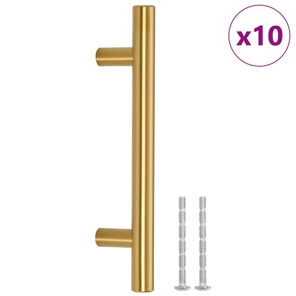 vidaXL Λαβές Ντουλαπιών 10 τεμ. Χρυσές 96 χιλ. από Ανοξείδωτο Ατσάλι