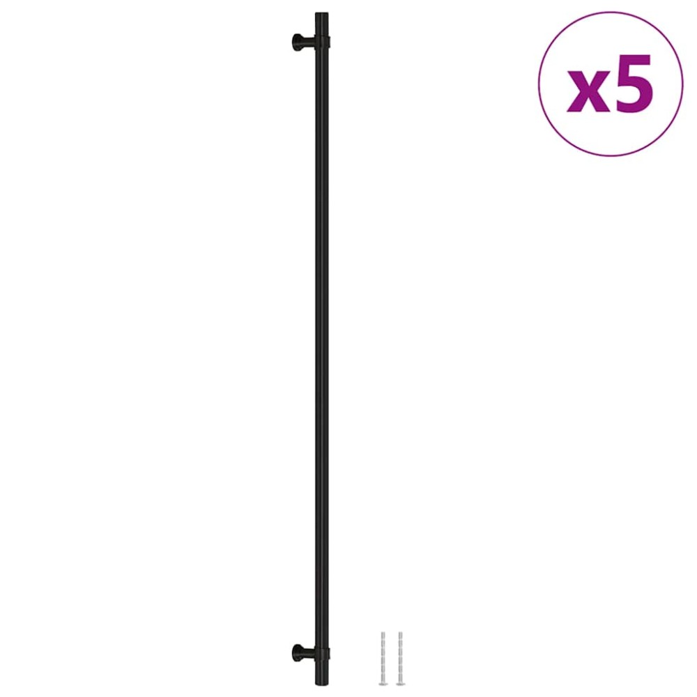 vidaXL Λαβές Ντουλαπιών 5 τεμ. Μαύρες 480 χιλ. από Ανοξείδωτο Ατσάλι