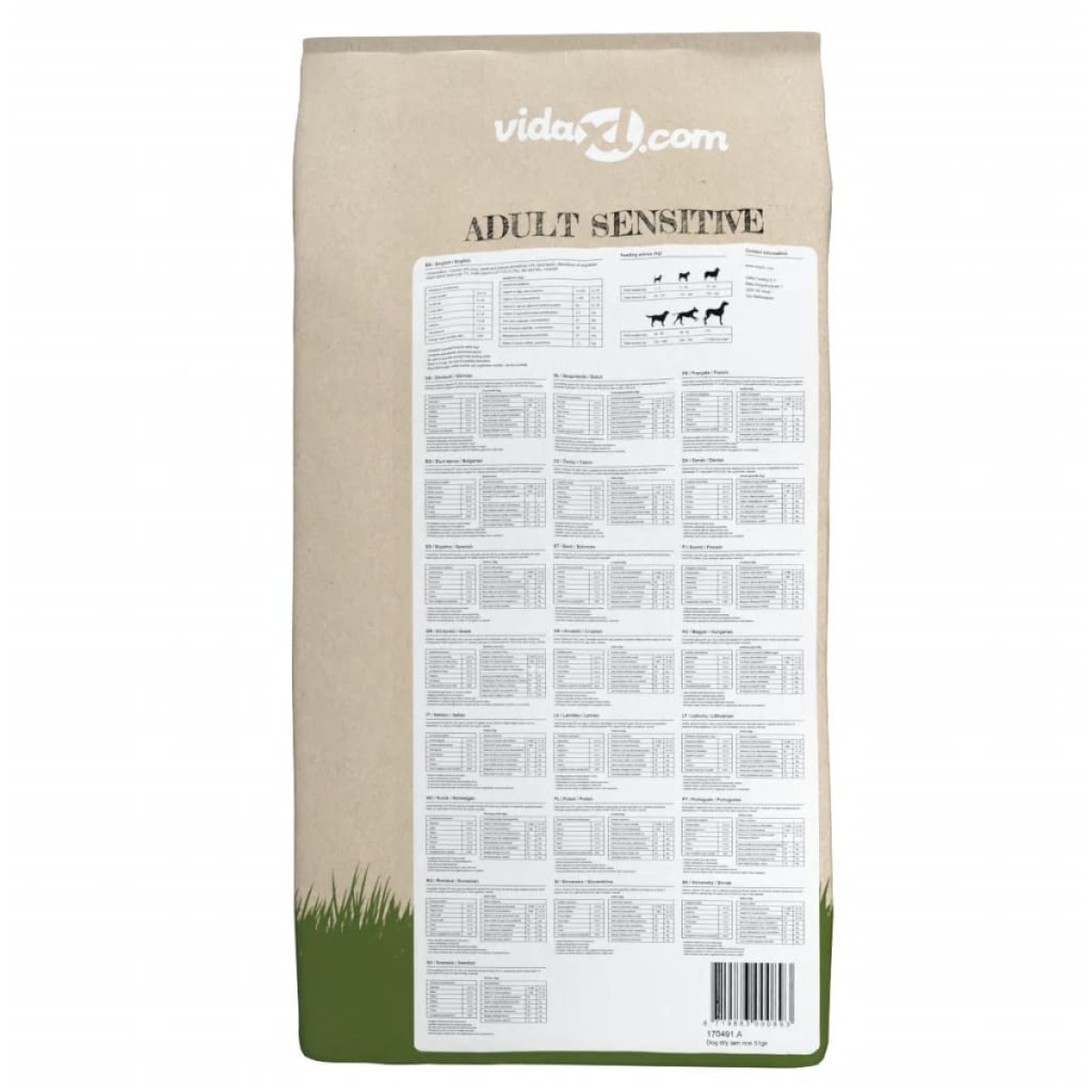 vidaXL Ξηρά Τροφή Σκύλων Premium Adult Sensitive Lamb & Rice 15 κ.