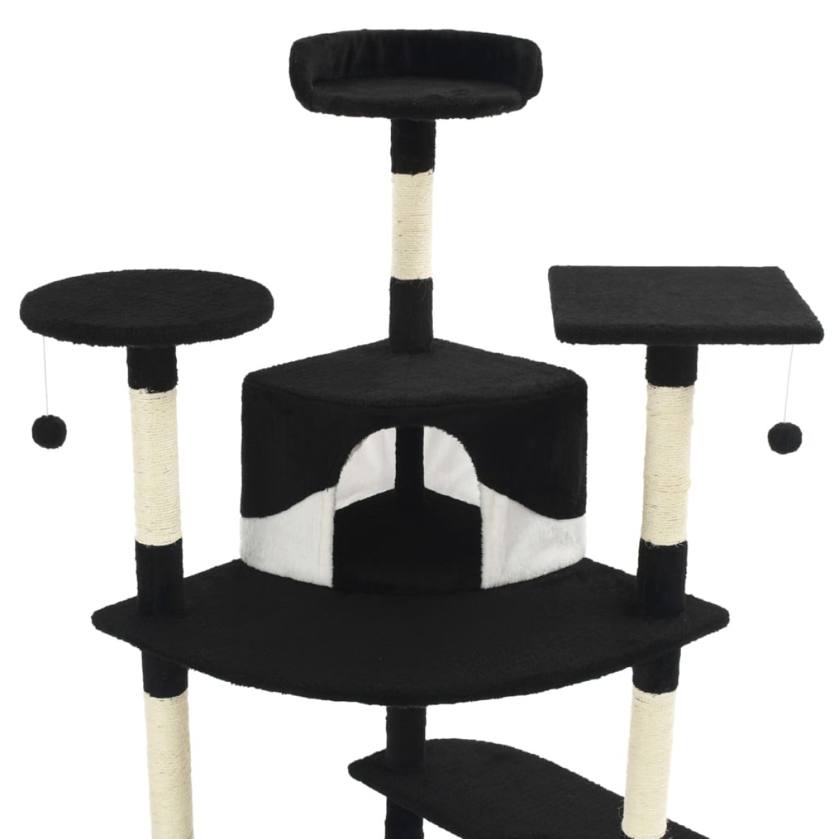 vidaXL Γατόδεντρο Ασπρόμαυρο 203 εκ. με Στύλους Ξυσίματος από Σιζάλ