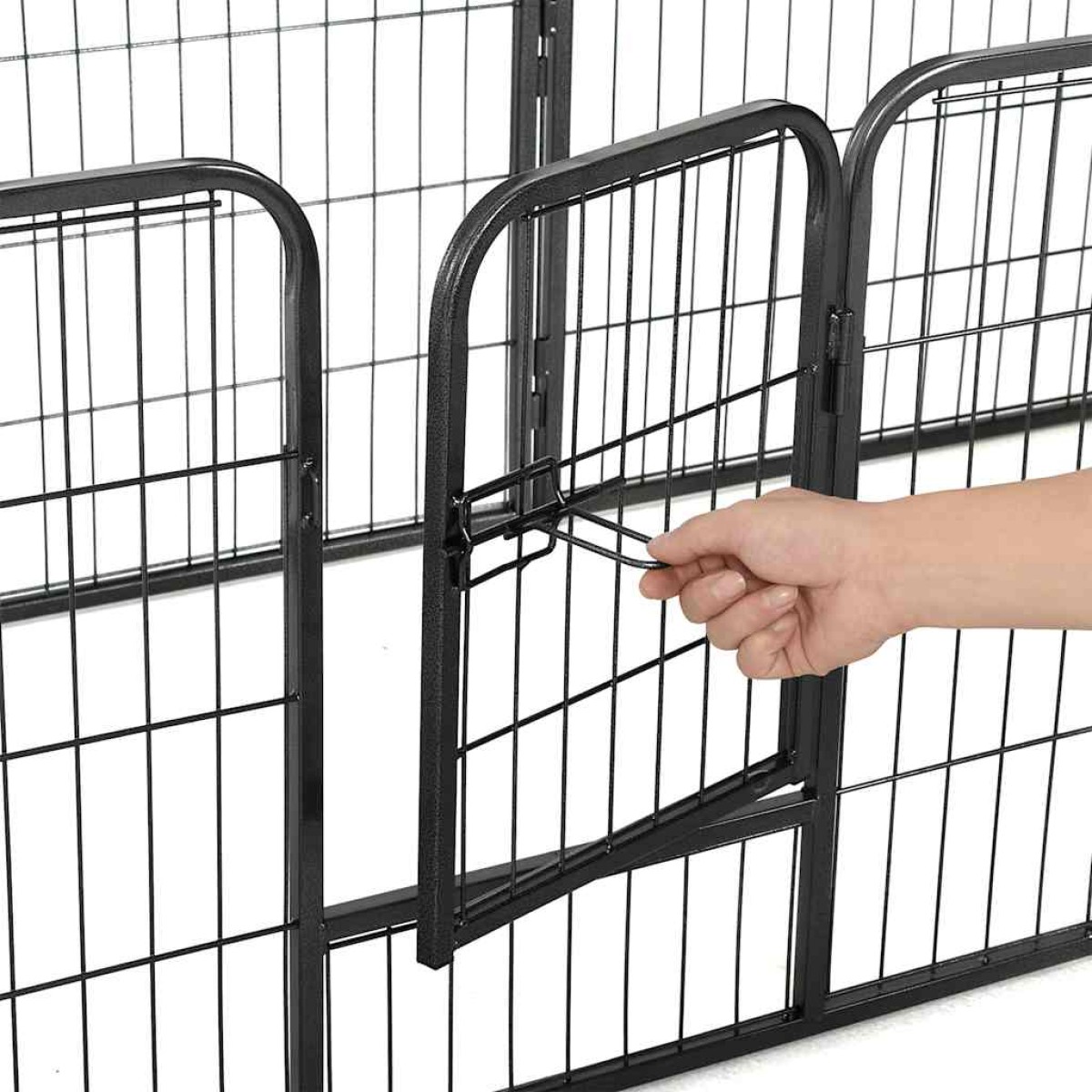 vidaXL Πάρκο Σκύλου με 8 Πάνελ Μαύρο 60 x 80 εκ. Ατσάλινο