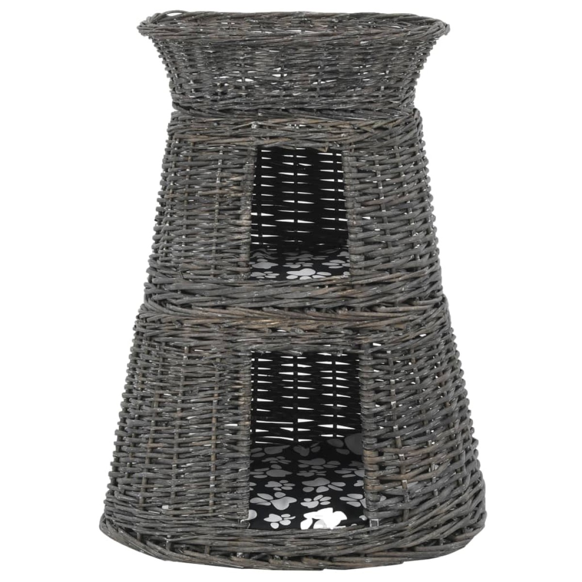 vidaXL Καλάθι Γάτας Σετ 3 τεμ. Γκρι 47x34x60εκ Φυσική Ιτιά & Μαξιλάρια