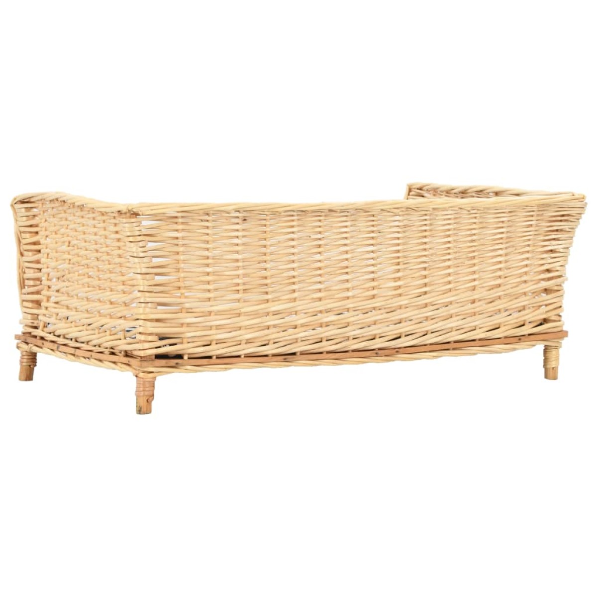 vidaXL Καλάθι Σκύλου με Μαξιλάρι 90x54x35 εκ. από Φυσικό Ξύλο Ιτιάς