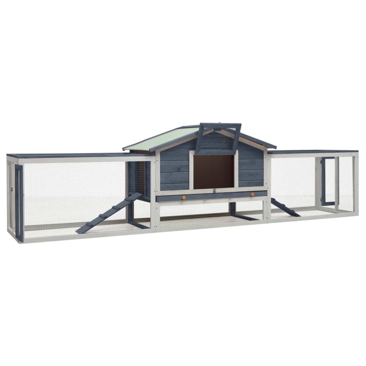 vidaXL Κλουβί Κουνελιών Γκρι 310x70x87 εκ. Μασίφ Ξύλο Πεύκου/Ελάτης
