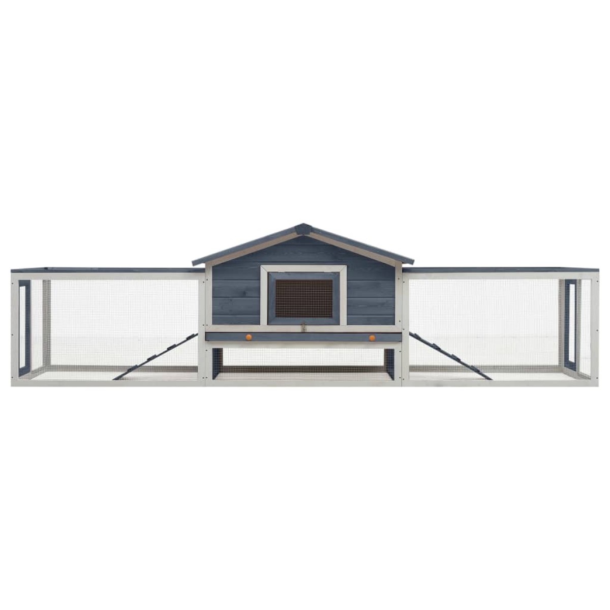 vidaXL Κλουβί Κουνελιών Γκρι 310x70x87 εκ. Μασίφ Ξύλο Πεύκου/Ελάτης