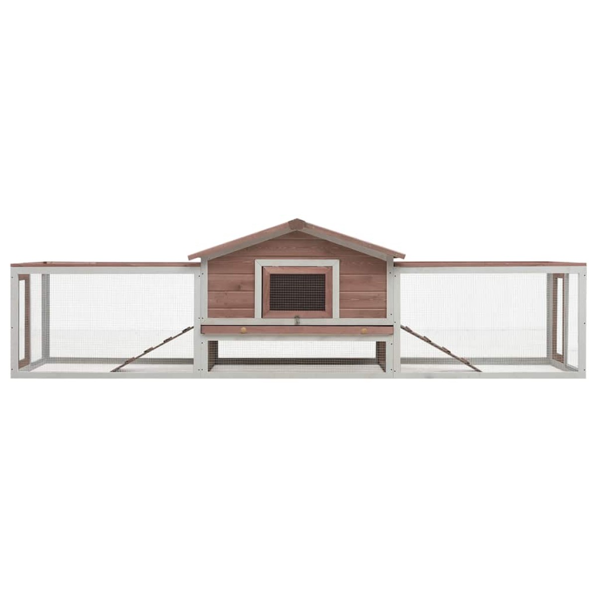 vidaXL Κλουβί Κουνελιών Μόκα 310x70x87 εκ. Μασίφ Ξύλο Πεύκου/Ελάτης