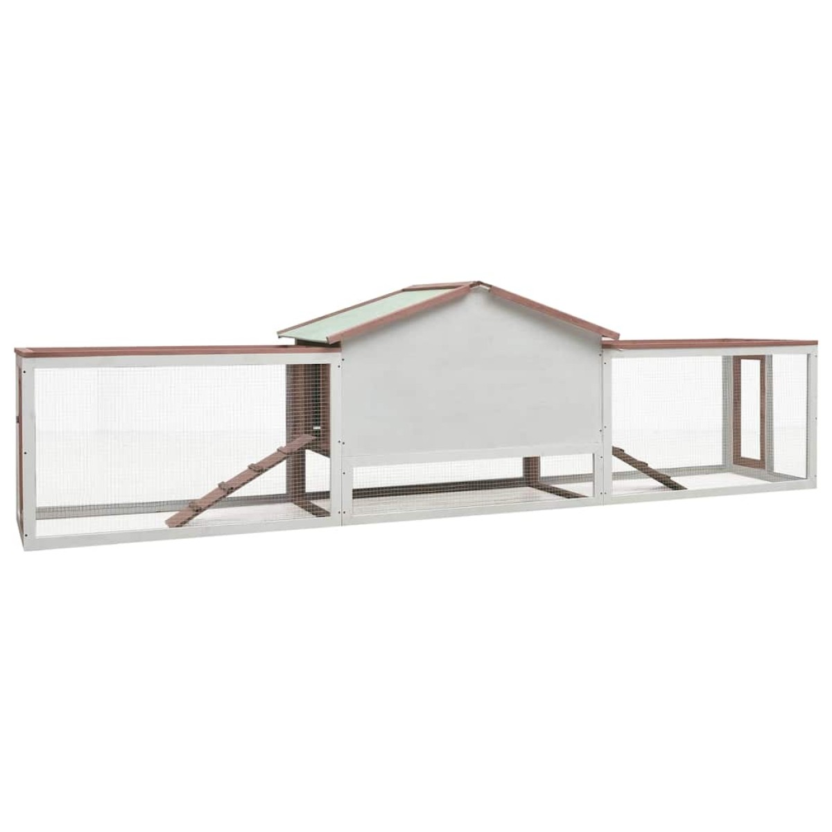 vidaXL Κλουβί Κουνελιών Μόκα 310x70x87 εκ. Μασίφ Ξύλο Πεύκου/Ελάτης