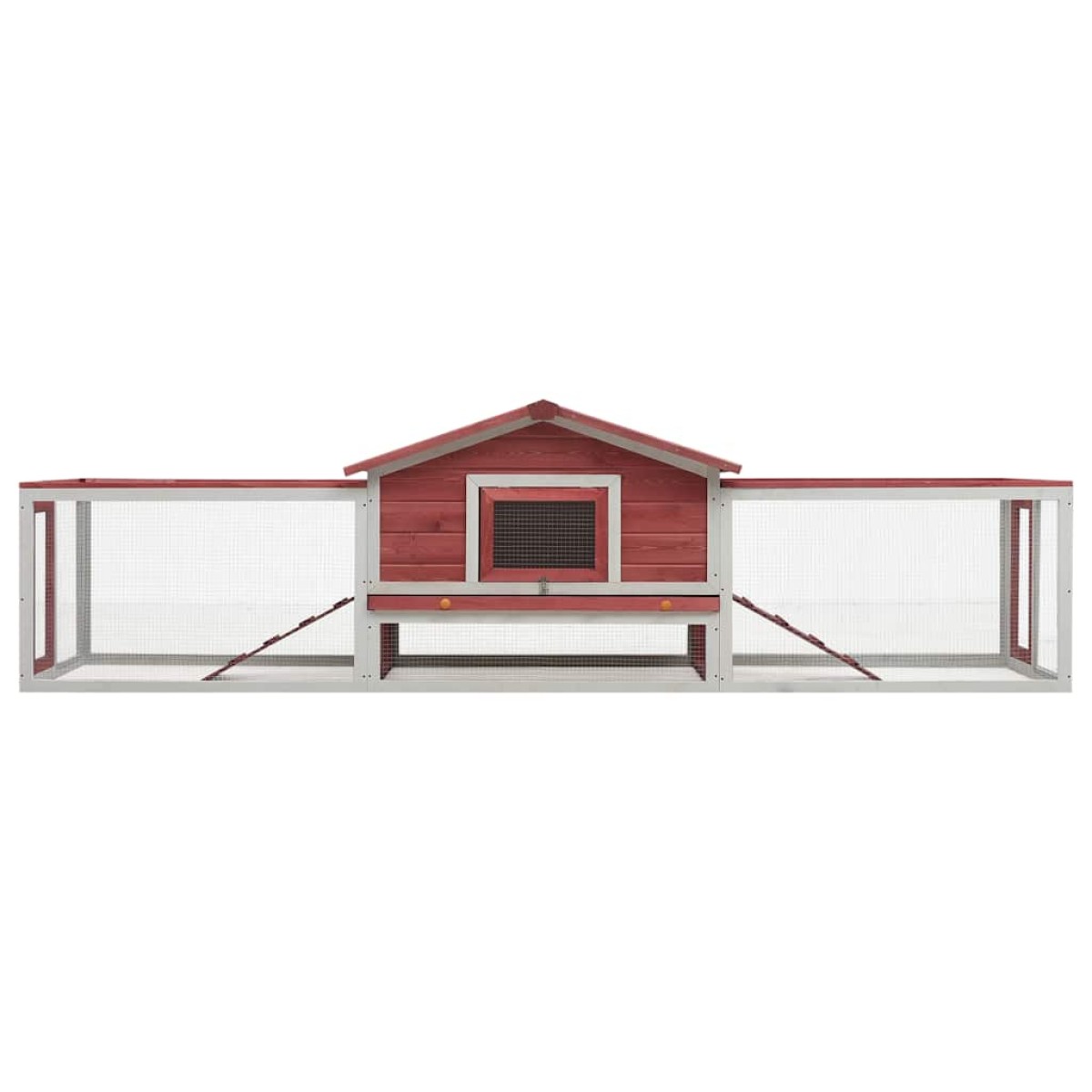 vidaXL Κλουβί Κουνελιών Κόκκινο 310x70x87 εκ. Μασίφ Ξύλο Πεύκου/Ελάτης
