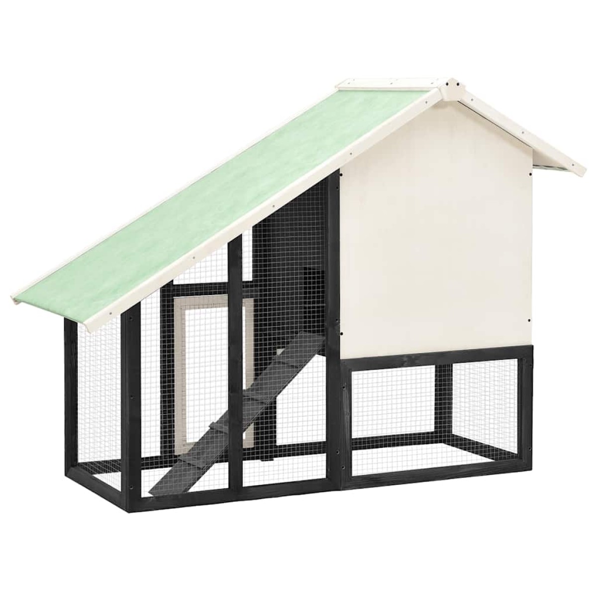 vidaXL Κλουβί Κουνελιών Γκρι/Λευκό 140x63x120 εκ. Μασίφ Ξύλο Ελάτης
