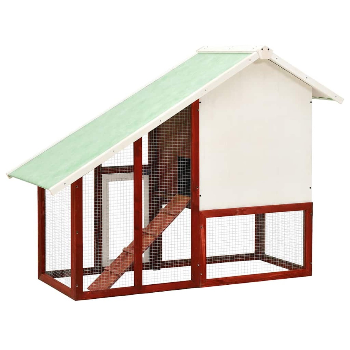 vidaXL Κλουβί Κουνελιών Κόκκινο/Λευκό 140x63x120 εκ. Μασίφ Ξύλο Ελάτης