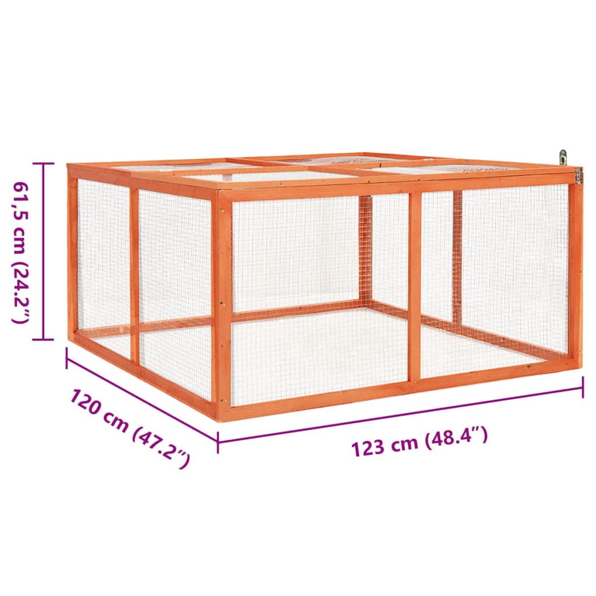 vidaXL Κλουβί Κουνελιών 124 x 120 x 60 εκ. από Μασίφ Ξύλο Ελάτης