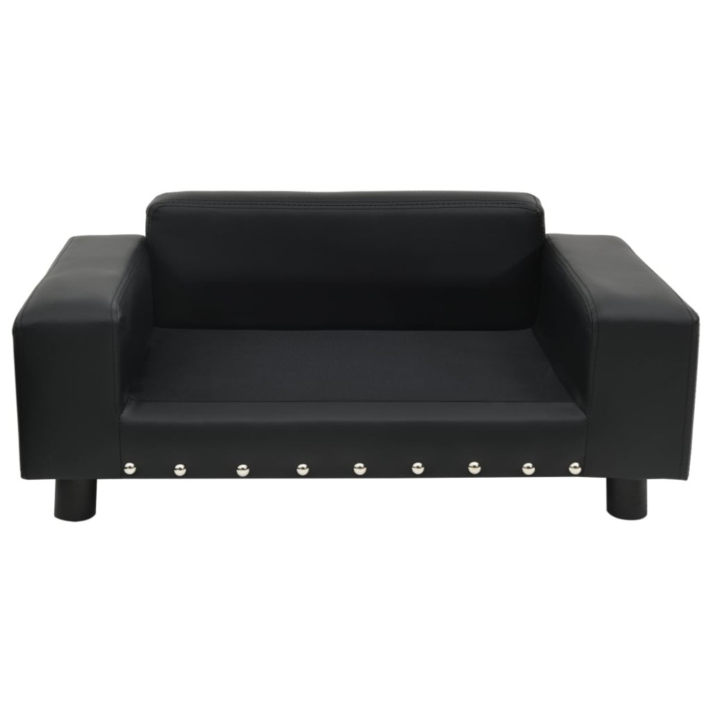vidaXL Καναπές-Κρεβάτι Σκύλου Μαύρο 81x43x31 εκ. Βελουτέ/Συνθετ. Δέρμα