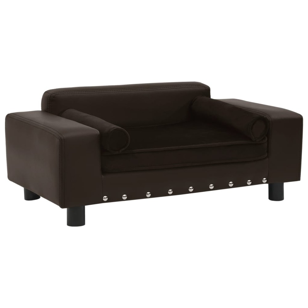 vidaXL Καναπές-Κρεβάτι Σκύλου Καφέ 81x43x31 εκ. Βελουτέ/Συνθετ. Δέρμα