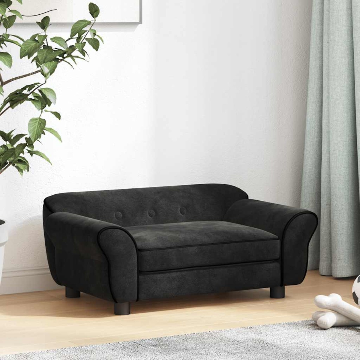 vidaXL Καναπές - Κρεβάτι Σκύλου Μαύρος 72 x 45 x 30 εκ. Βελουτέ