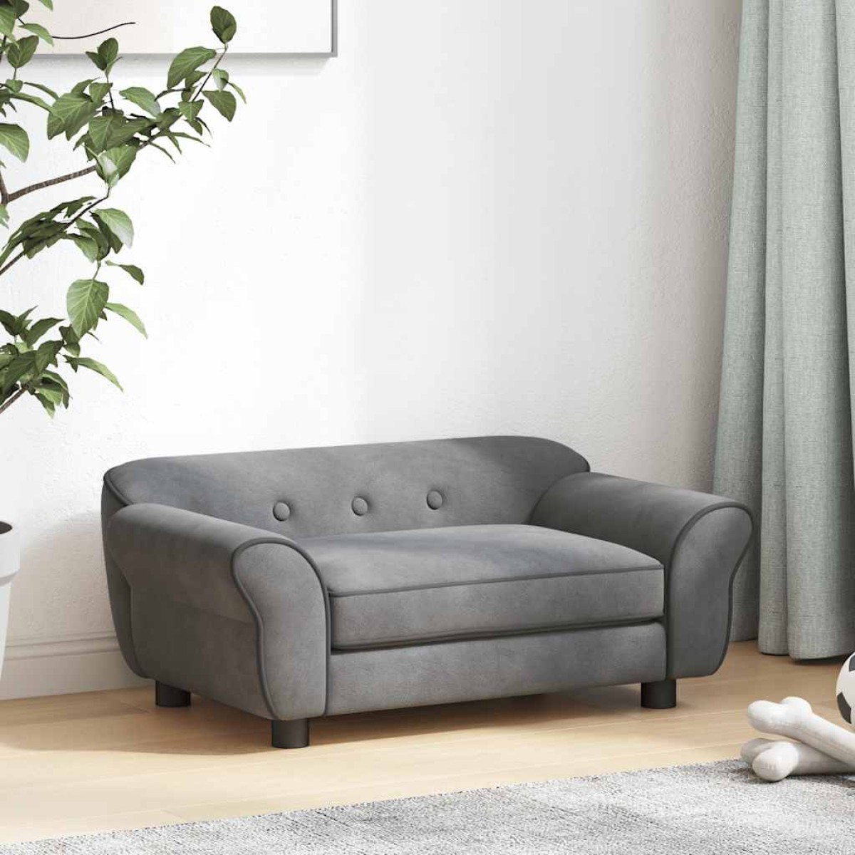 vidaXL Καναπές - Κρεβάτι Σκύλου Σκούρο Γκρι 72 x 45 x 30 εκ. Βελουτέ
