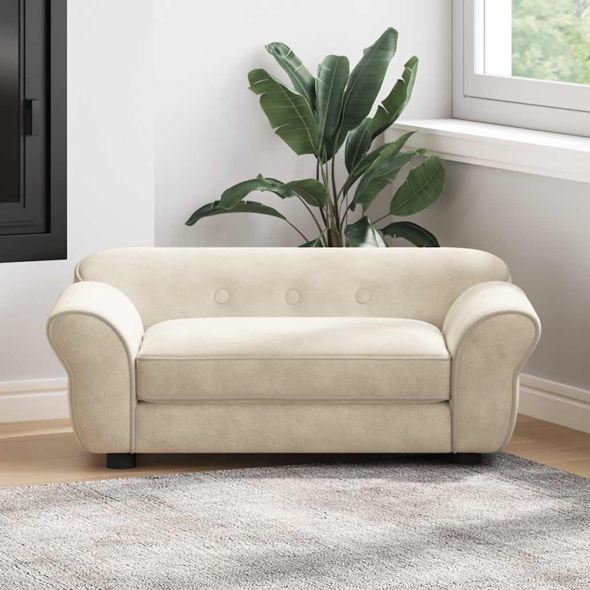 vidaXL Καναπές - Κρεβάτι Σκύλου Κρεμ 72 x 45 x 30 εκ. Βελουτέ