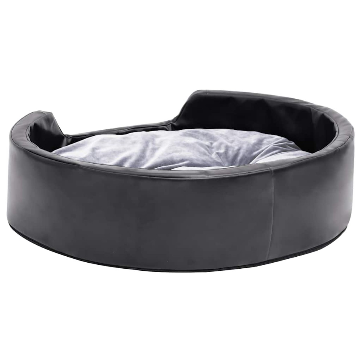 vidaXL Κρεβάτι Σκύλου Μαύρο/Γκρι 69 x 59 x 19 εκ. Βελουτέ/Συνθ. Δέρμα